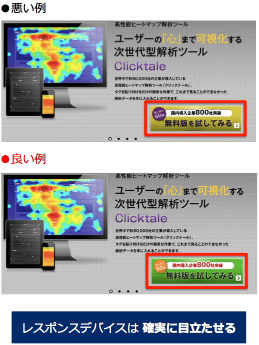 レスポンスデバイスは確実に目立たせる