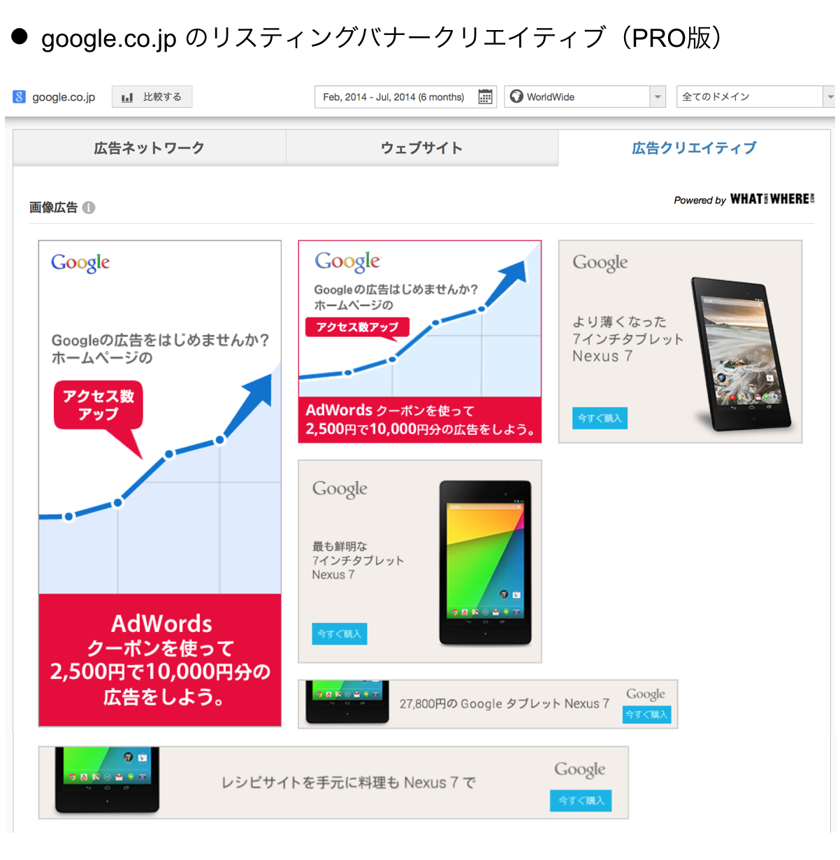 google.co.jp のリスティングバナークリエイティブ（PRO版）